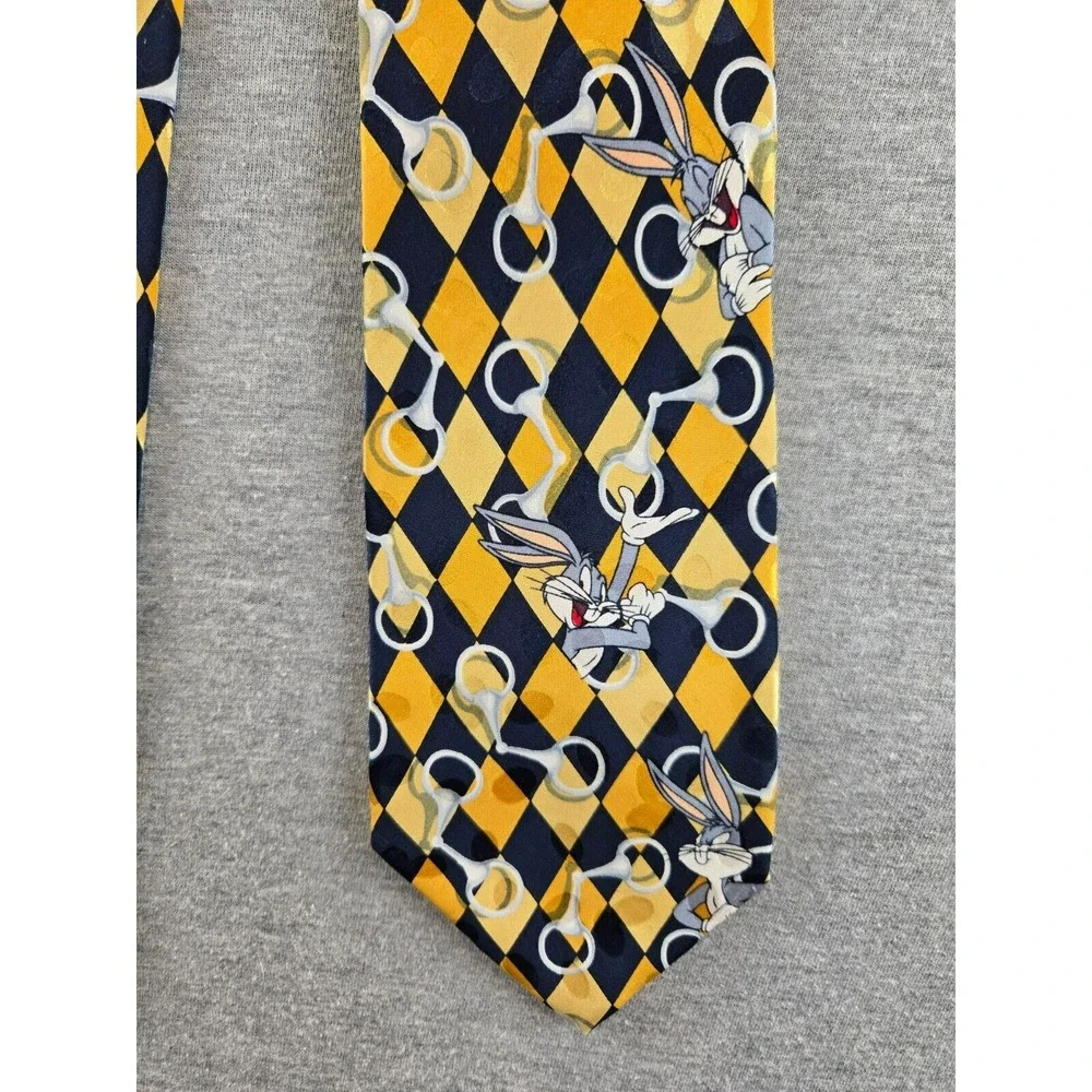 Vtg Looney Tunes Mania Bugs Bunny Geometric‎ Diamond Men's Neck Tie 1994 3.75